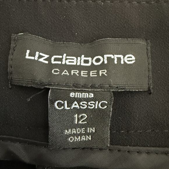 Liz Claiborne Emma Classic Black Ankle Pants Size 12 Staple Office Essential - Picture 3 of 13